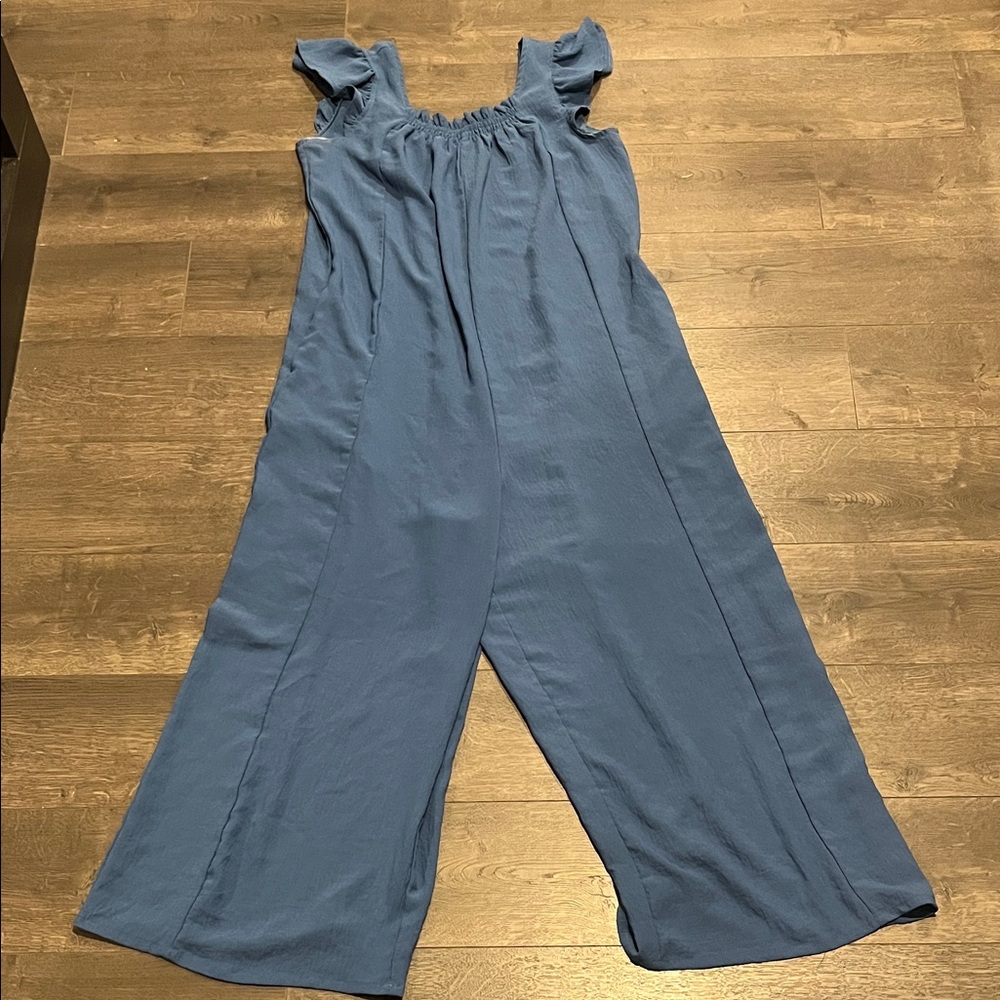 Chic Blue Ruffled Jumpsuit